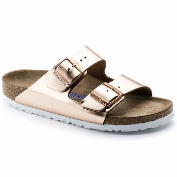 Arizona Birkenstock Soft Footbed Kozene Damske Zlate | SK 9RVD